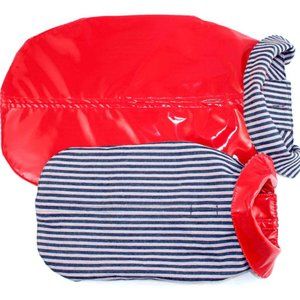 Reversible Patent Red and Blue Ticking Dog Rain Coat